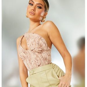 Chocolate marble one shoulder bodysuit